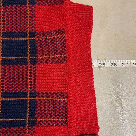 Vintage Objectives Blue Red Plaid Clueless Sweater Cardigan Size L - Picture 8 of 8
